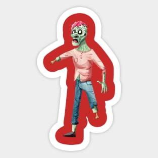 Halloween One Leg Zombie in watercolor Sticker